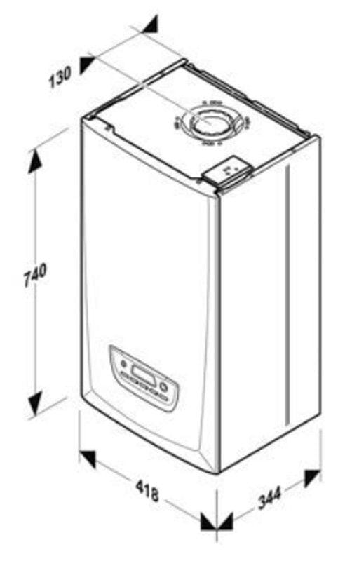 Dimensiones compactas de la caldera Thema Condens F25