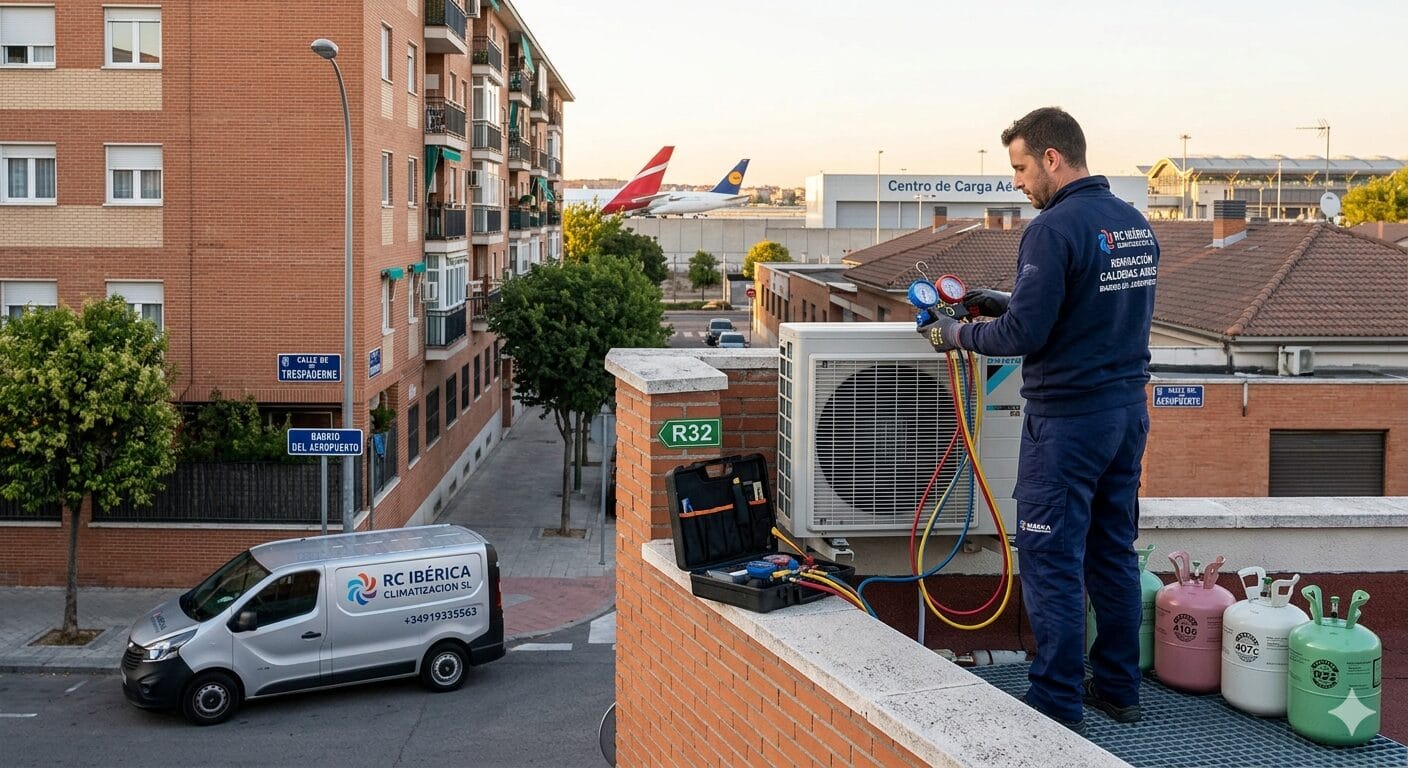 Reparación calderas aires Barrio del Aeropuerto servicio técnico RC Ibérica.