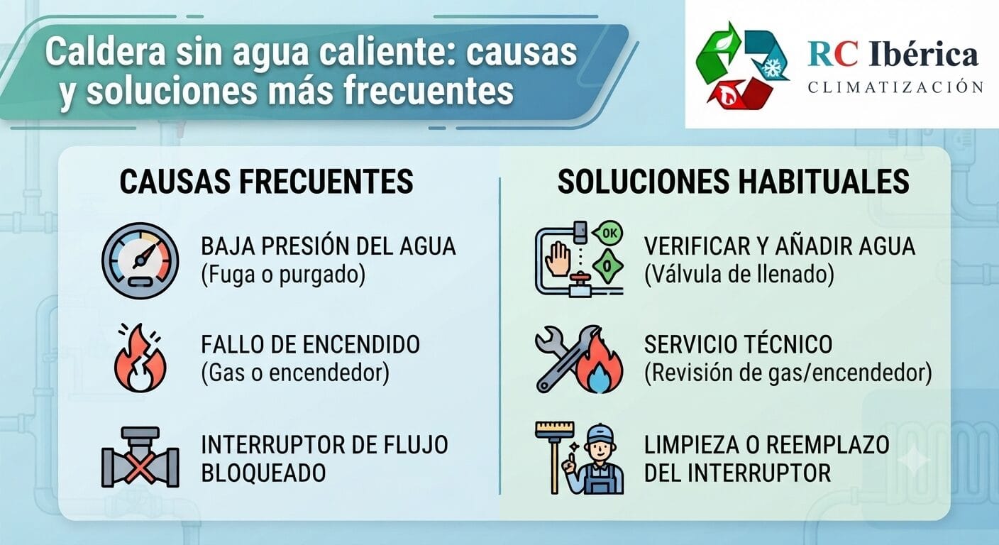 Caldera sin agua caliente causas y soluciones más frecuentes